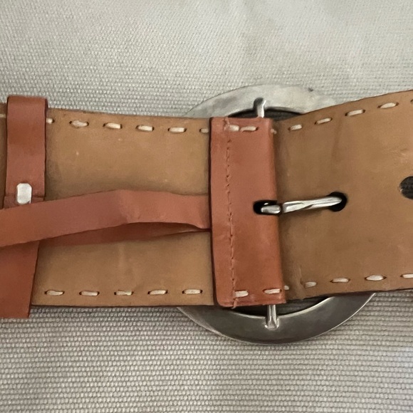 Prada Leather Thick Belt Large Silver Buckle boho festival - Picture 9 of 12